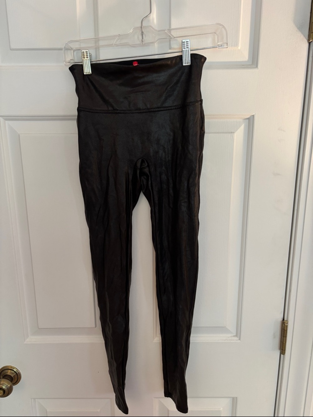 SPANX Black High-Waist Faux Leather Leggings